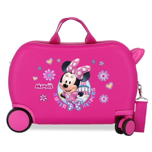 Disney Joumma Minnie-Helper-Kabinenkoffer, Kinderkoffer, aus ABS, einem robusten Material, Vier multidirektionale Doppelrollen, seitlicher Kombinationsverschluss, Fuchsia, Kinderkoffer von Disney