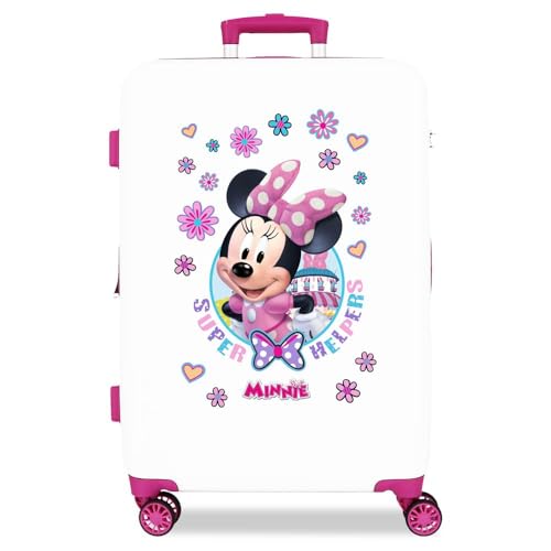 Joumma Disney Minnie-Superhelper-Koffer, mittelgroß, Weiß, 46 x 65 x 23 cm, starr, 3 kg, mit Zahlenschloss, ABS, 3 kg, 56 LExspannbar, weiß, Talla única, Mittelgroßer Koffer Joumma Disney Minnie-Superhelper-Koffer, mittelgroß, Weiß, 46 x 65 x 23 cm, starr, 3 kg, mit Zahlenschloss, ABS, 3 kg, 56 LExspannbar, weiß, Talla única, Mittelgroßer Koffer von Disney