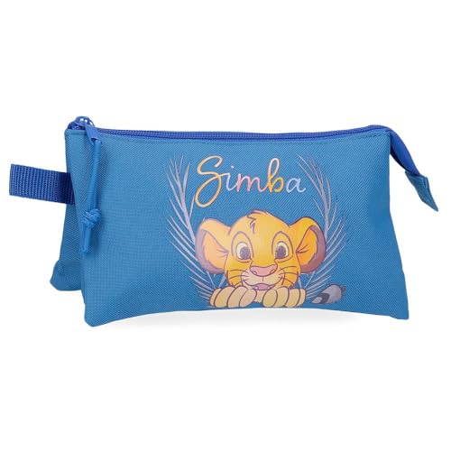 Joumma Disney Simba Federmäppchen, Camouflage, Blau, 22 x 12 x 5 cm, Polyester, 1,32 l, blau, Talla única, Dreifachmäppchen von Disney