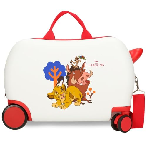 Joumma Disney Simba & Friends Kinderkoffer, weiß, 45 x 31 x 20 cm, Harter ABS-Kunststoff, 24,6 l, 1,8 kg, 4 Räder, Handgepäck, Handgepäck, weiß, Kinderkoffer von Disney