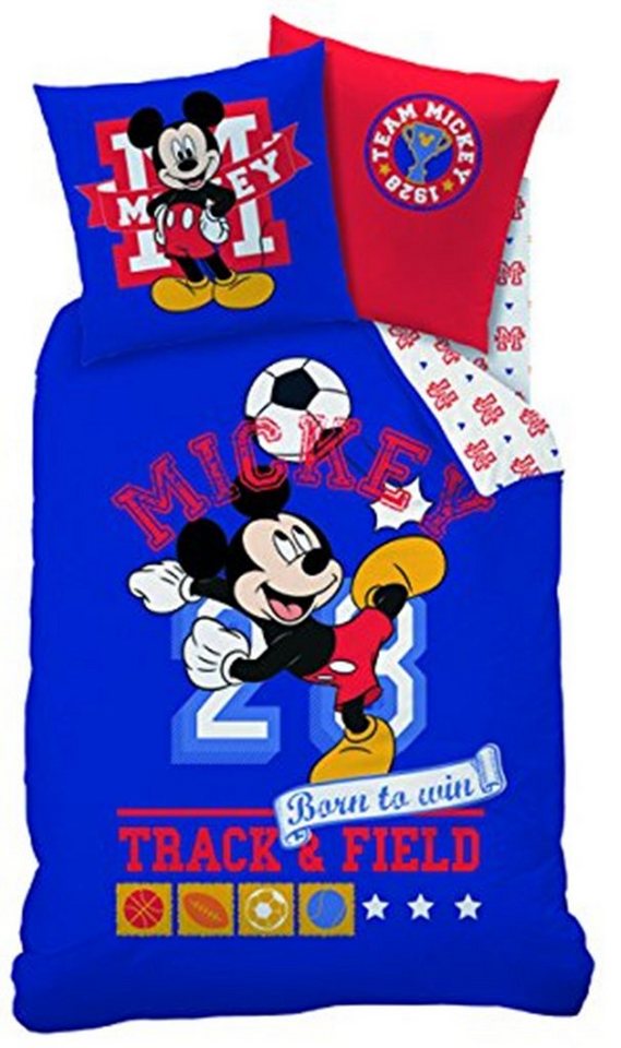 Kinderbettwäsche Bettwäsche Disney Mickey Sport 80 x 80 cm / 135 x 200 cm 100% Baumwolle, Disney von Disney