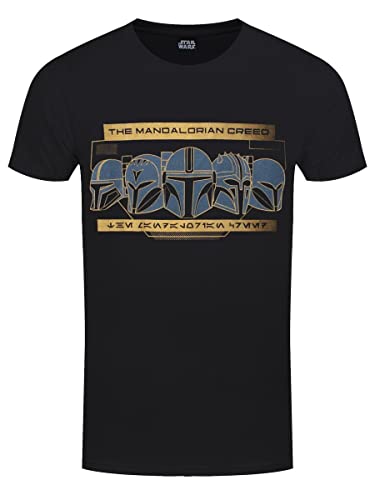 Kurzarm-T-Shirt The Mandalorian Row of Helmets Schwarz Unisex von Disney
