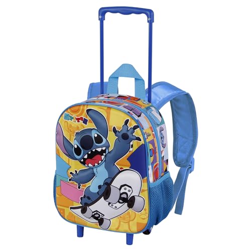 Disney Lilo und Stitch Skater-Kleiner 3D Rucksack mit Rädern, Gelb, 26 x 34 cm, Kapazität 12,5 L von Disney