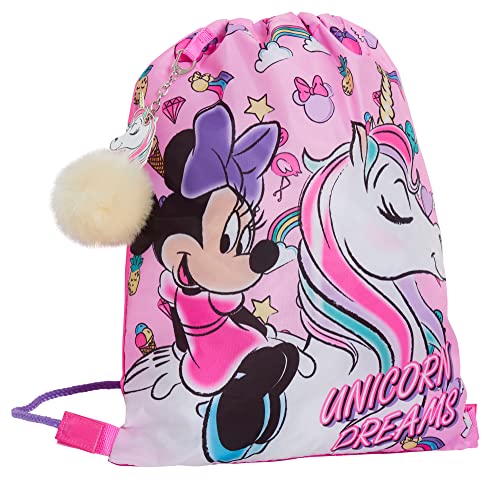 Disney Minnie Mouse Turnbeutel mit Kordelzug, Mädchen, Einhorn, Schwimmtasche, Kindergartenrucksack, rose, Einheitsgröße von Disney