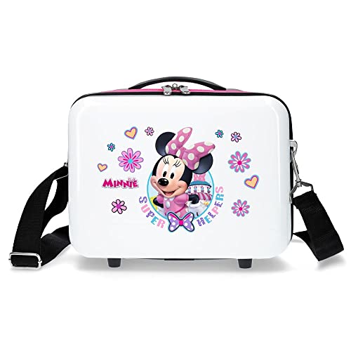 Joumma Disney Minnie-Helper-Kabinenkoffer, Kinderkoffer, aus ABS, einem robusten Material, Vier multidirektionale Doppelrollen, seitlicher Zahlenschloss, weiß, 29x21x15 cms, Kulturbeutel Joumma Disney Minnie-Helper-Kabinenkoffer, Kinderkoffer, aus ABS, einem robusten Material, Vier multidirektionale Doppelrollen, seitlicher Zahlenschloss, weiß, 29x21x15 cms, Kulturbeutel von Disney