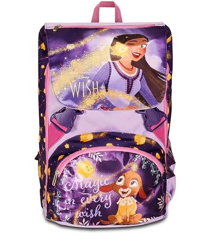 SEVEN Schulrucksack Disney – WISH STRONG HEART, BRIGHT SPIRIT, lila – Doppelter Rucksack mit Reißverschluss und Fach für Trinkflasche, Rucksack für Mädchen – Disney-Prinzessinnen, mehrfarbig, Taglia SEVEN Schulrucksack Disney – WISH STRONG HEART, BRIGHT SPIRIT, lila – Doppelter Rucksack mit Reißverschluss und Fach für Trinkflasche, Rucksack für Mädchen – Disney-Prinzessinnen, mehrfarbig, Taglia von Seven