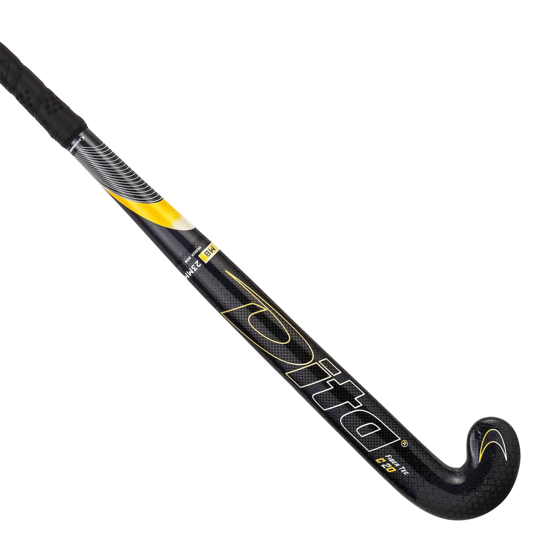 Hockeyschläger Fibertec C20 Mid Bow 20% Carbon Jugendliche schwarz/gelb von Dita