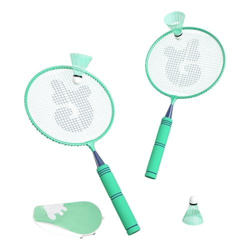 Kinder-Badminton-Set, Doppelschläger-Badminton-Set, ultraleichtes Badminton-Schläger-Set, einfach zu handhaben, leicht, 22,7 cm, Mintgrün, für 7–12-Jährige und Schulsport von Diuyzoc