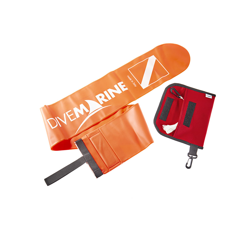 Divemarine 15 M White Nylon Cord Red Pouch Safety Signaling Buoy Orange 128x15 cm von Divemarine