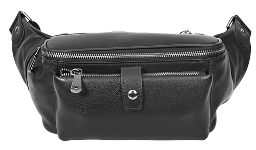 Gürteltasche aus echtem Leder, für Reisen, Bauchtasche, Organizer, Geldbeutel, Schwarz, Schwarz , L: 40 x H: 13 x W: 10 cm., Hüfttasche von Divergent Retail