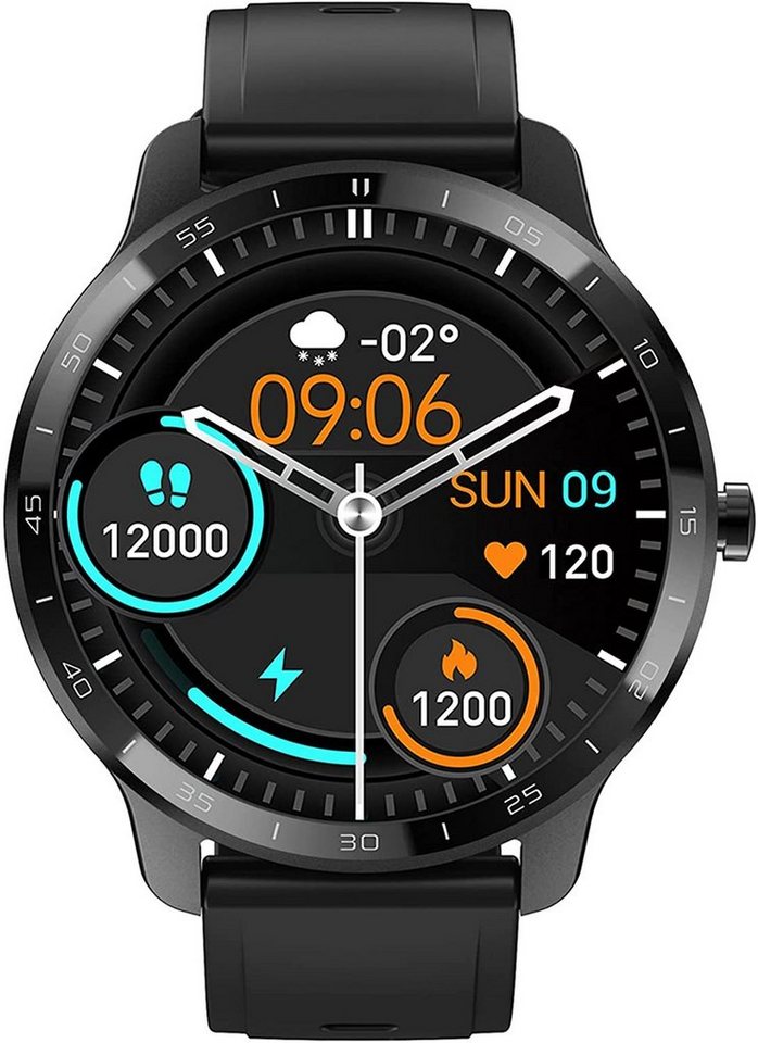 Diyarts Smartwatch (1,28 Zoll), Fitness-Tracker, Farb-Touchscreen runder Bildschirm Herzfrequenzmesser IP67 von Diyarts