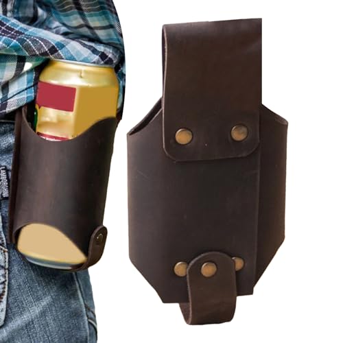 Biergürtelhalter BierHolster, Bierhalter Bierholster Biergürtel,PU Leder-Bierflaschenhalter Gürtel, Geeignet Zum Wandern,Radfahren,Camping,Laufen,Angeln von Djowyh