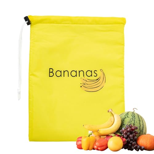 Bananentasche, 5 Stück, 28 x 35 cm, gelbe Produktbeutel – waschbare Frischhaltebeutel, Kordelzug-Design, Gemüse-Aufbewahrungstasche, Bananenhalterbeutel für Gemüse, wiederverwendbare Tasche, von Dmuzsoih