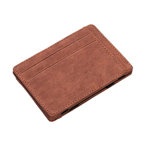 Dmuzsoih Magische Geldbörse, PU-Leder, minimalistische Geldbörse mit magischer Geldklammer und Kartenhaltern, Karten- und Geldorganizer, Geldtasche für Herren, coffee, Refer to description, Unisex von Dmuzsoih