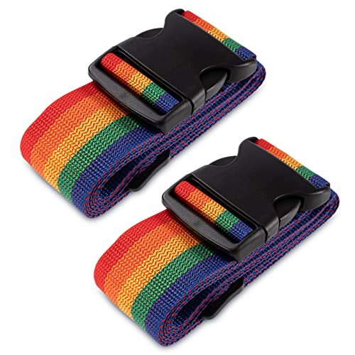 DoGeek Koffergurt 2er-Pack Kofferband 200 * 5CM Regenbogen Gepäckgurt der Koffer Gurte Identifikation Riemen Reisezubehör (Regenbogen, 2pcs) von DoGeek