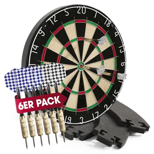 #DoYourDart Dartscheibe | 6 Dartpfeile – Steeldart inkl. Flight | Dart Komplett-Set | Sisal Dartscheibe mit Dart-Surround | Dartboard – selbstschließende brasilianische Sisalfasern #DoYourDart Dartscheibe | 6 Dartpfeile – Steeldart inkl. Flight | Dart Komplett-Set | Sisal Dartscheibe mit Dart-Surround | Dartboard – selbstschließende brasilianische Sisalfasern von #DoYourDart