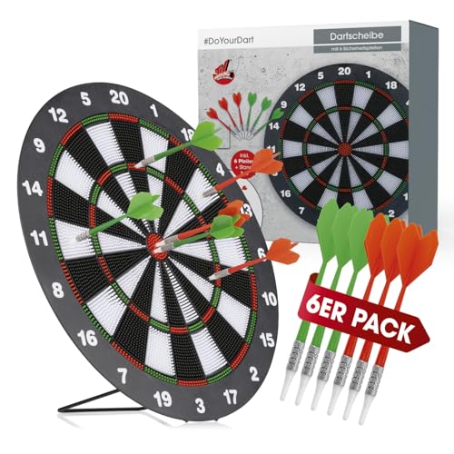 #DoYourDart Kunststoff Freizeit-Dartscheibe 180 Fun| Komplettset | 6 Soft-Dartpfeile mit Kunststoffpitze | Klassisches Dartboard für Einsteiger & Kinder von #DoYourDart