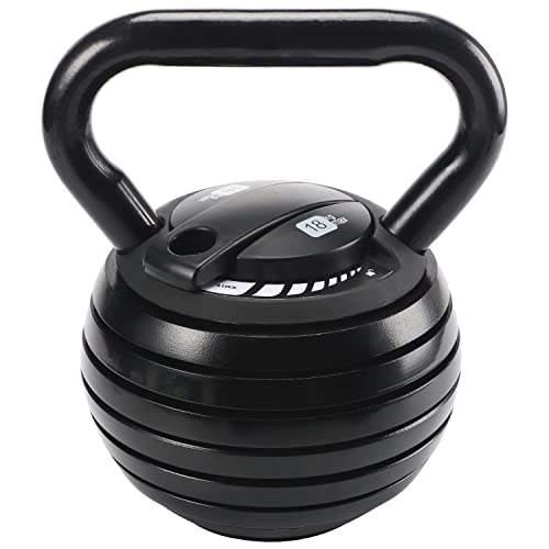 #DoYourFitness verstellbare Kettlebell, justierbare Kugelhantel aus massivem Gusseisen in Schwarz, maximal 18 kg von #DoYourFitness