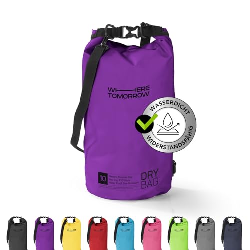 #DoYourOutdoor Where Tomorrow Dry Bag Tasche 10L lila | Wasserdichter Rucksack | Wasserfester Beutel & Packsack | Drybag ideal für Boot, Kajak, Angeln und Camping von #DoYourOutdoor
