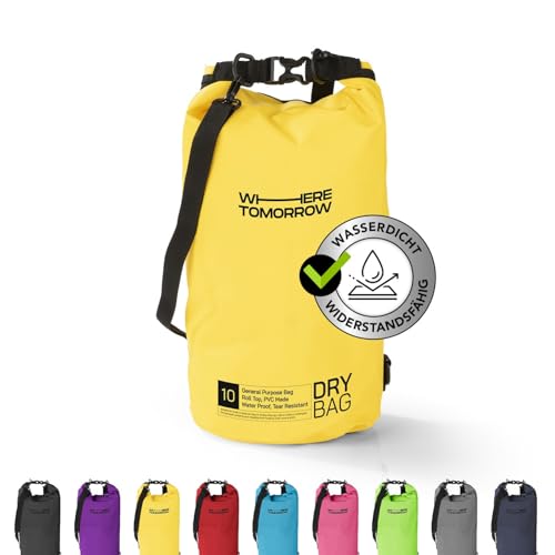 #DoYourOutdoor Where Tomorrow Dry Bag Tasche 10L gelb | Wasserdichter Rucksack | Wasserfester Beutel & Packsack | Drybag ideal für Boot, Kajak, Angeln und Camping von #DoYourOutdoor