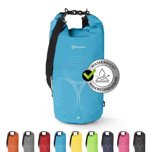 #DoYourSports Dry Bag Tasche 20L hellblau | Wasserdichter Rucksack | Wasserfester Beutel & Packsack | Drybag ideal für Boot, Kajak, Angeln und Camping von #DoYourOutdoor