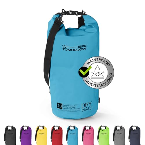 #DoYourOutdoor Where Tomorrow Dry Bag Tasche 20L hellblau | Wasserdichter Rucksack | Wasserfester Beutel & Packsack | Drybag ideal für Boot, Kajak, Angeln und Camping von #DoYourOutdoor