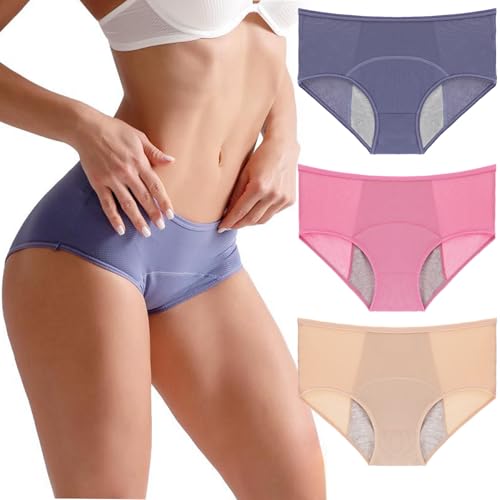 Leakproof Ladies Underwear Incontinence Underwear for Women Washable Leak Proof Adult Briefs for Elderly Over 60 (3Pcs-b,US-XL) von Doandcan