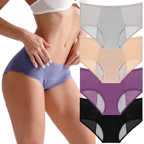 Leakproof Ladies Underwear Incontinence Underwear for Women Washable Leak Proof Adult Briefs for Elderly Over 60 (4Pcs-b,US-5XL) von Doandcan