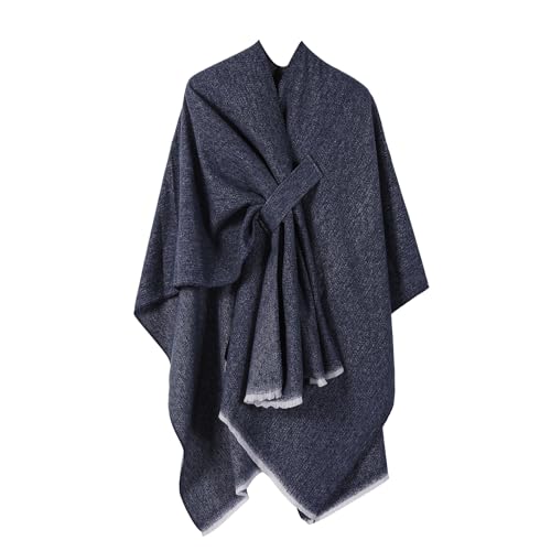 Women's Elegant Shawl Wraps Soft Open Front Poncho Sweater, Large Casual Warm Shawl Wraps Cape for Fall Winter (Navy Blue,one Size) von Doandcan