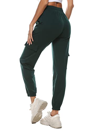 Doaraha Jogginghose Damen Lang Baumwolle High Waist Trainingshose, Freizeithose Sweathose mit 4 Taschen Bündchen und Elastischen Kordelzug Slim Fit Sweatpants von Doaraha