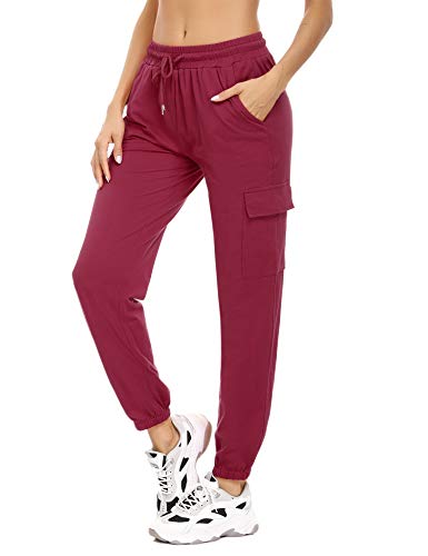 Doaraha Jogginghose Damen Lang Baumwolle Trainingshose High Waist Freizeithose Sweathose mit 4 Taschen Bündchen und Elastischen Kordelzug Slim Fit Sweatpants von Doaraha