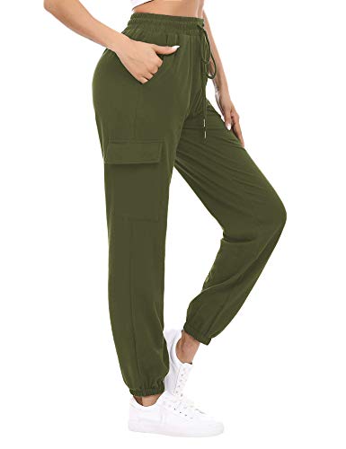 Doaraha Jogginghose Damen Lang Baumwolle Trainingshose High Waist Freizeithose Sweathose mit 4 Taschen Bündchen und Elastischen Kordelzug Slim Fit Sweatpants von Doaraha