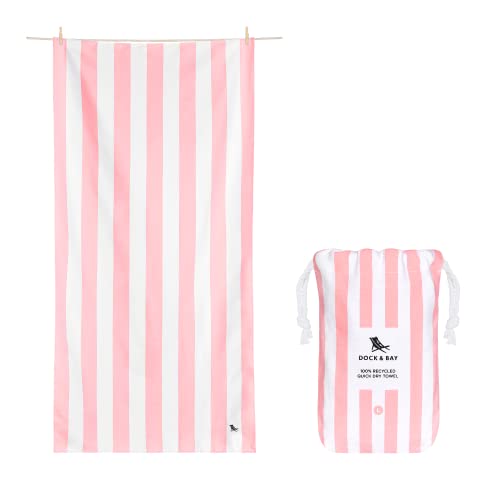 Dock & Bay Strandtuch - schnell trocknend, sandfrei - kompakt, leicht - 100% recycelt - inklusive Tasche - Cabana Light - Malibu Pink - Extra Large (200x90cm, 78x35) von Dock & Bay