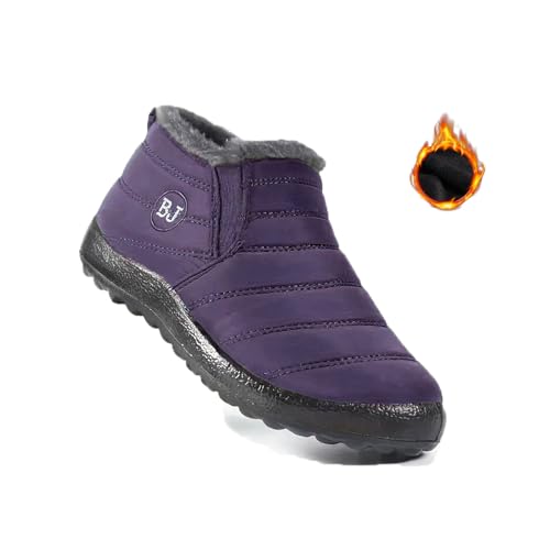 Boojoy Winter Boots, Waterproof Non-Slip Warm Fur Lined Snow Boots, Warm Non-Slip Ankle Boots (35,Purple) von Docxide