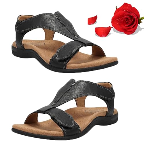 Rinah Orthopaedic Leather Sandals, Orthosun Sandals Women, Orthosun Ergonomic Orthopaedic Sandals, Comfortable Retro (Black,40) von Docxide