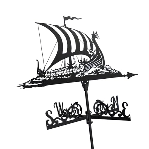 Doengdfo Wetterfahne Aus Metall, Vintage-Piratenschiff, Windfahne, Windrichtungsanzeiger für Dekoration Von Gartendächern, Koppeln im Freien von Doengdfo