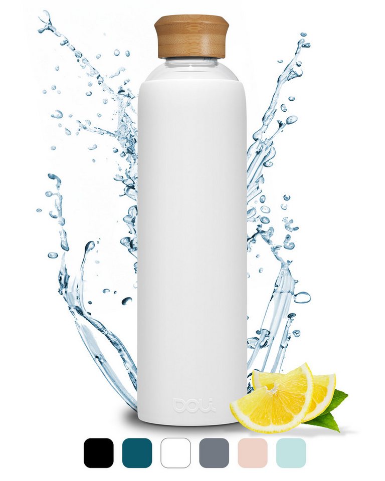 Doli Trinkflasche 1L Flasche aus Glas Teal mit Silikonhülle für kalte & heiße Getränke, Glasflasche, Wasserflasche, Holzdeckel, absolut Dicht, BPA-frei Doli Trinkflasche 1L Flasche aus Glas Teal mit Silikonhülle für kalte & heiße Getränke, Glasflasche, Wasserflasche, Holzdeckel, absolut Dicht, BPA-frei von Doli