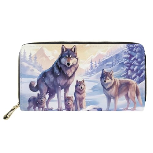Dolyues Damen-Geldbörse, Kreditkartenetui mit Reißverschluss, Münzfach und mehreren Kartenfächern, PU-Leder, wolf, Klassisch Dolyues Damen-Geldbörse, Kreditkartenetui mit Reißverschluss, Münzfach und mehreren Kartenfächern, PU-Leder, wolf, Klassisch von Dolyues