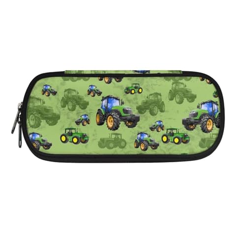 Dolyues Federmäppchen, große Kapazität, Federmäppchen für Jungen und Mädchen, Stifteetui, Tasche Halter mit Fächern, Cartoon-Traktor, Grün, Taschen-Organizer von Dolyues