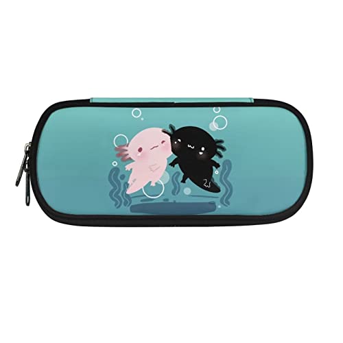 Dolyues Federmäppchen, großes Fassungsvermögen, für Jungen, Mädchen, Stifteetui, Tasche, Halter mit Fächern, Axolotl-blau, Taschen-Organizer von Dolyues