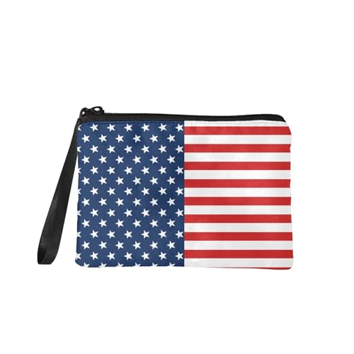 Dolyues Münzgeldbörse mit Reißverschluss, Kleingeldtasche für Damen, Reisen, kleine Kosmetiktasche, Geldbörse mit Handgelenkschlaufe, US-Flagge, Modern von Dolyues