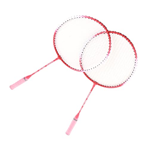 Badmintonschläger-Set, Leichte Eisenlegierung, Geteilter Griff für 2 Spieler, für Anfänger, Drinnen und Draußen (Rot) von Domary