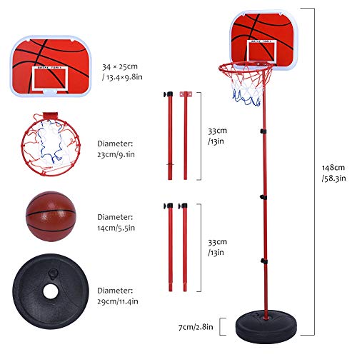 -Basketballsystem, Verstellbarer Ständer, Reifen, Rückwand, Netz-Set, Zur Verbesserung der Fähigkeiten für Aktivitäten Im Innen- und Außenbereich, Rot von Domary