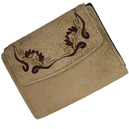 Domelo kleine Leder Geldbeutel. Damen/Mädchen Geldbörse mit Steckerei. Trachten Stil Portmonnaie. Beige Brieftasche Domelo kleine Leder Geldbeutel. Damen/Mädchen Geldbörse mit Steckerei. Trachten Stil Portmonnaie. Beige Brieftasche von Domelo