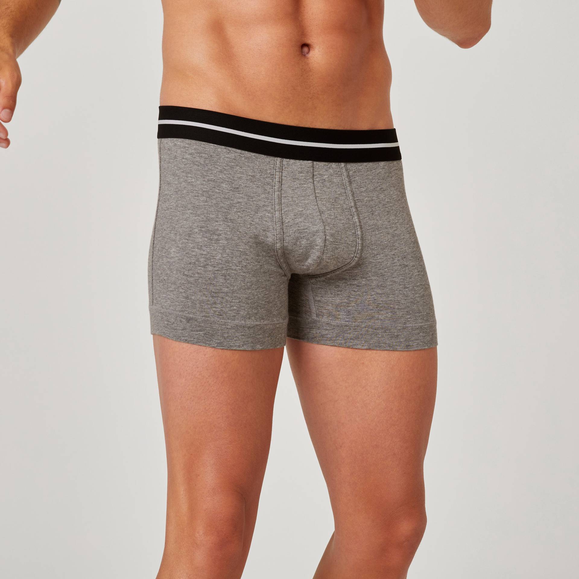 Boxershorts 520 gerade Fitness hoher Baumwollanteil grau von Domyos