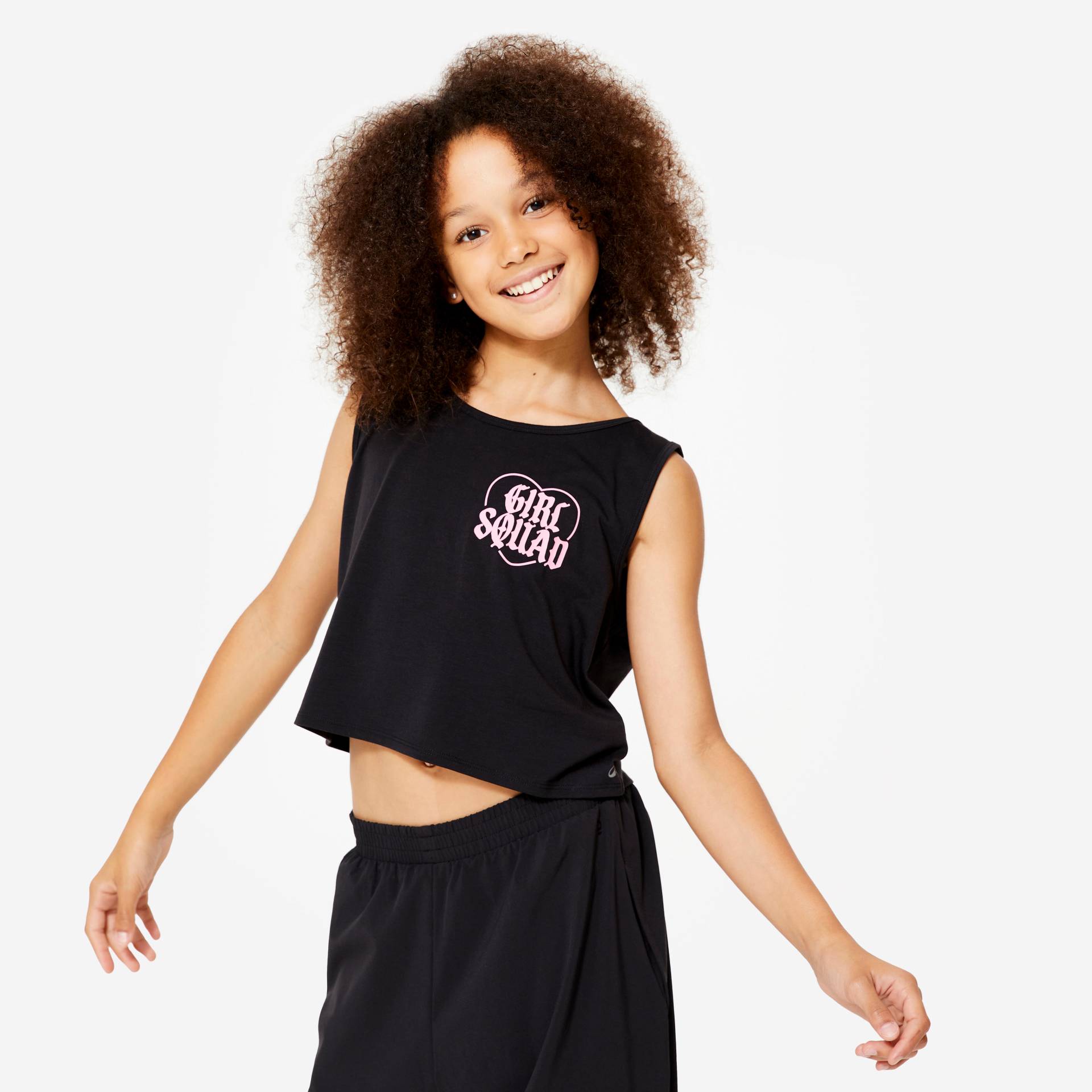Dance-Top Mädchen Modern Jazz Dance Crop Top fliessend - graphit/rosa Dance-Top Mädchen Modern Jazz Dance Crop Top fliessend - graphit/rosa von Domyos