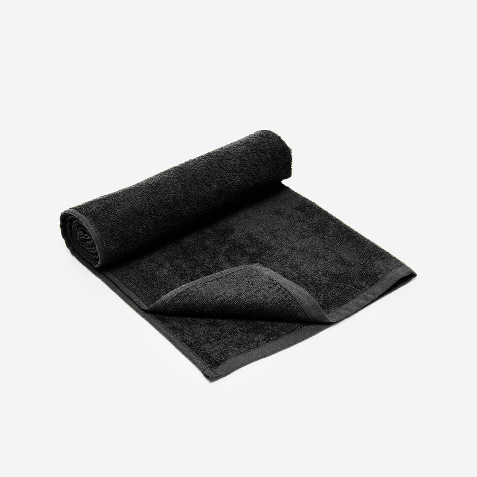 Fitness-Handtuch klein Baumwolle schwarz Fitness-Handtuch klein Baumwolle schwarz von Domyos