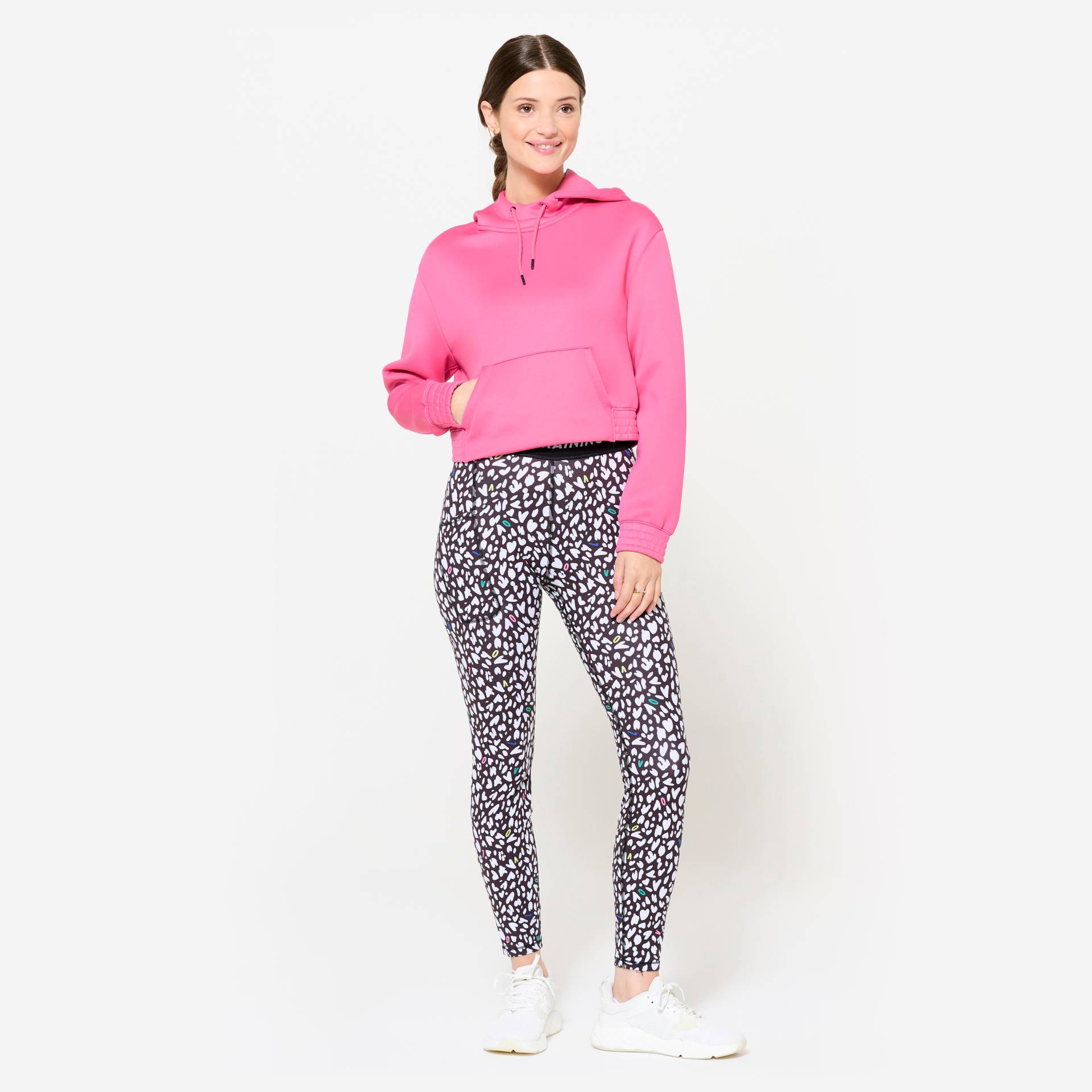 Hoodie Damen Crop Top - rosa von Domyos