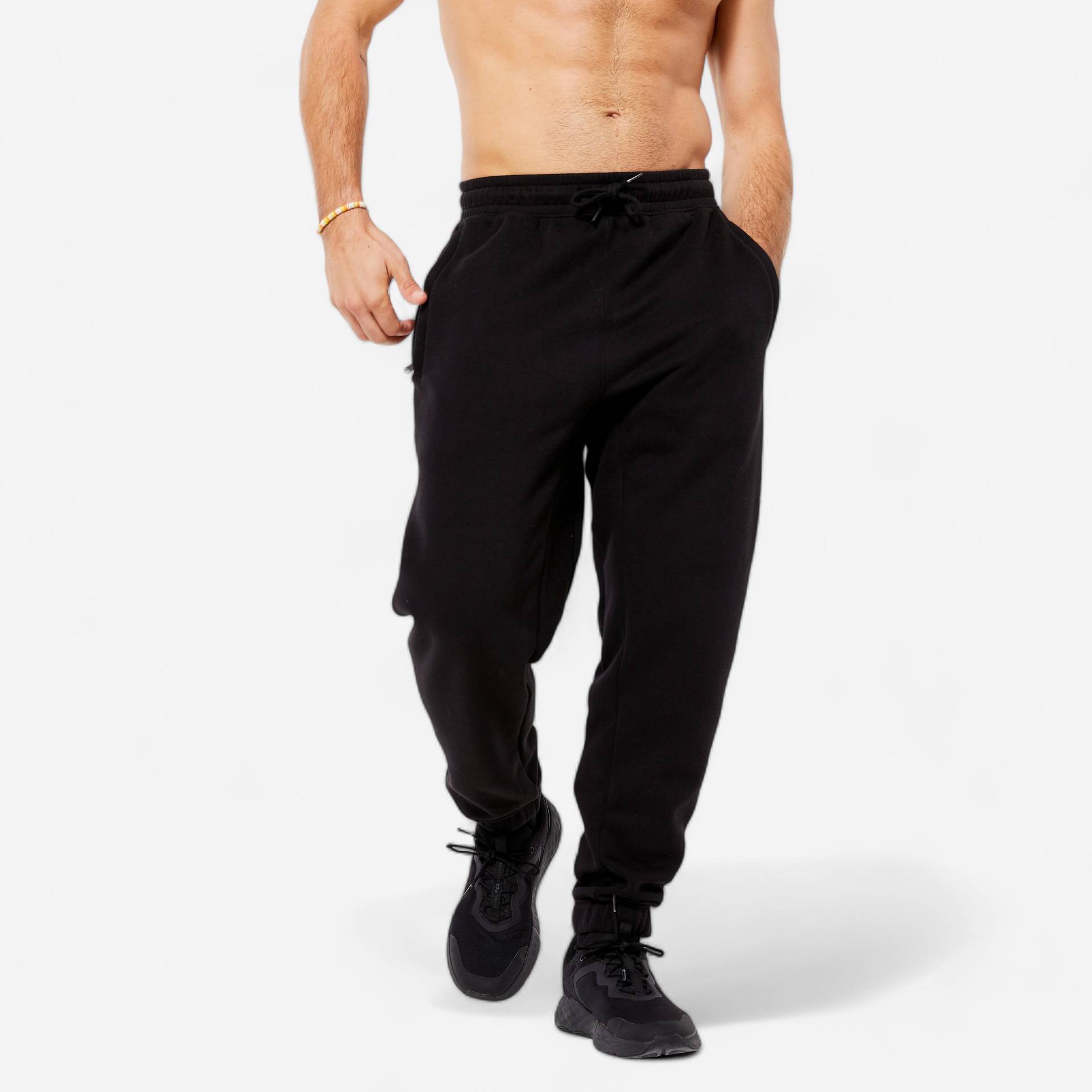 Jogginghose Herren gerade warm - schwarz von Domyos