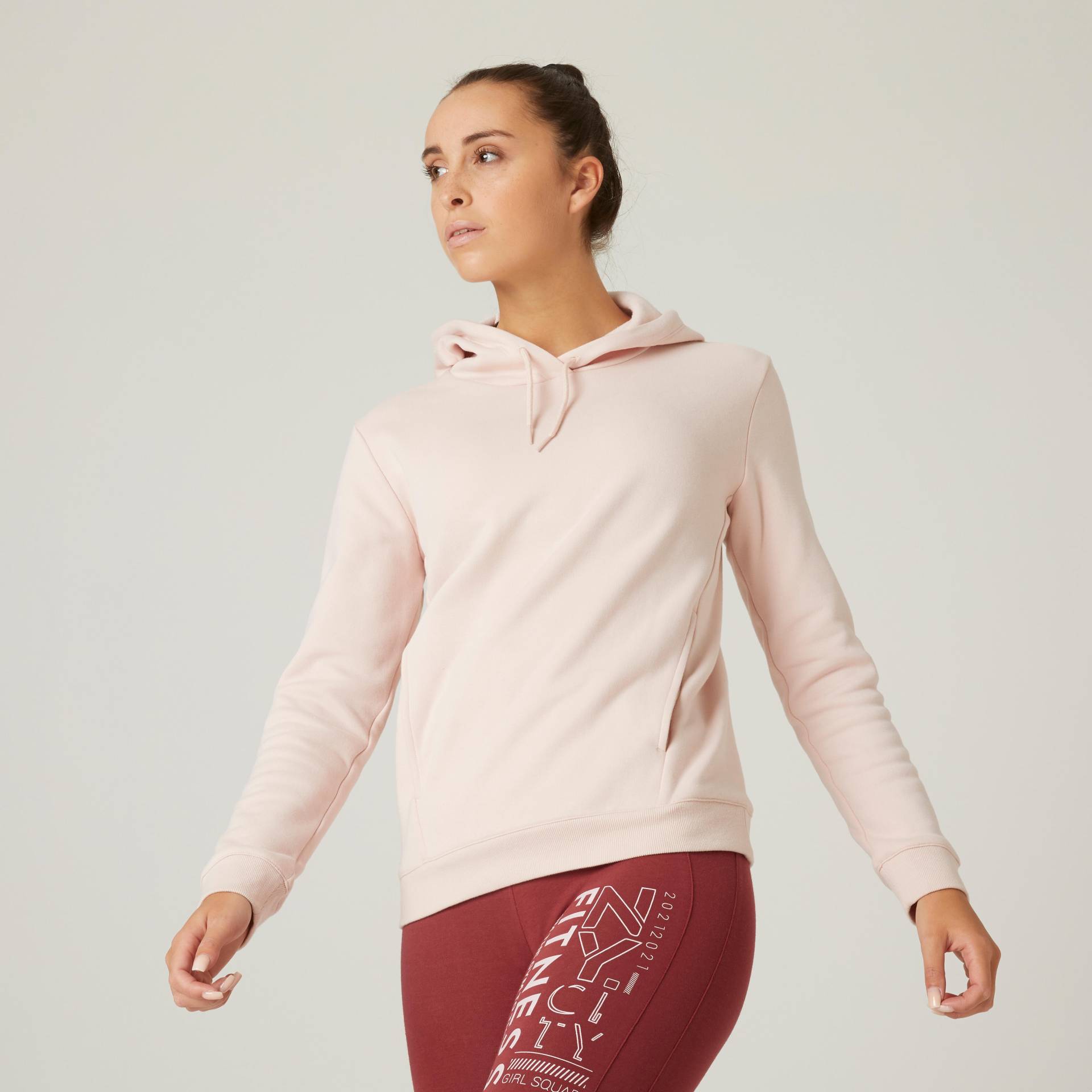 Kapuzenpullover Damen - 520 hellrosa von Domyos